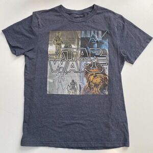 Disney Store Star Wars Blue T-Shirt Medium Vader, Chewy, Stormtroopers, R2 & 3PO